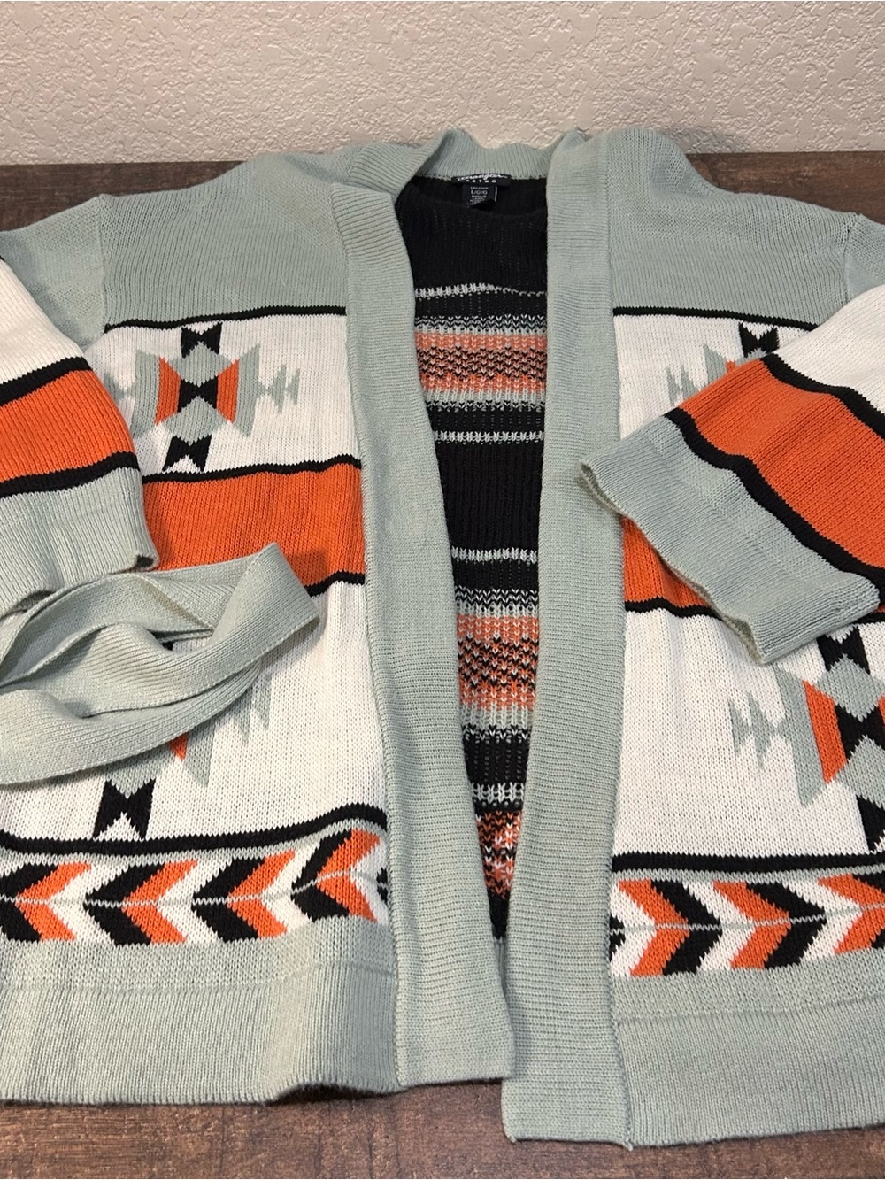 Wrangler Retro Open Front Cardigan Belted Sweater size Large western boho